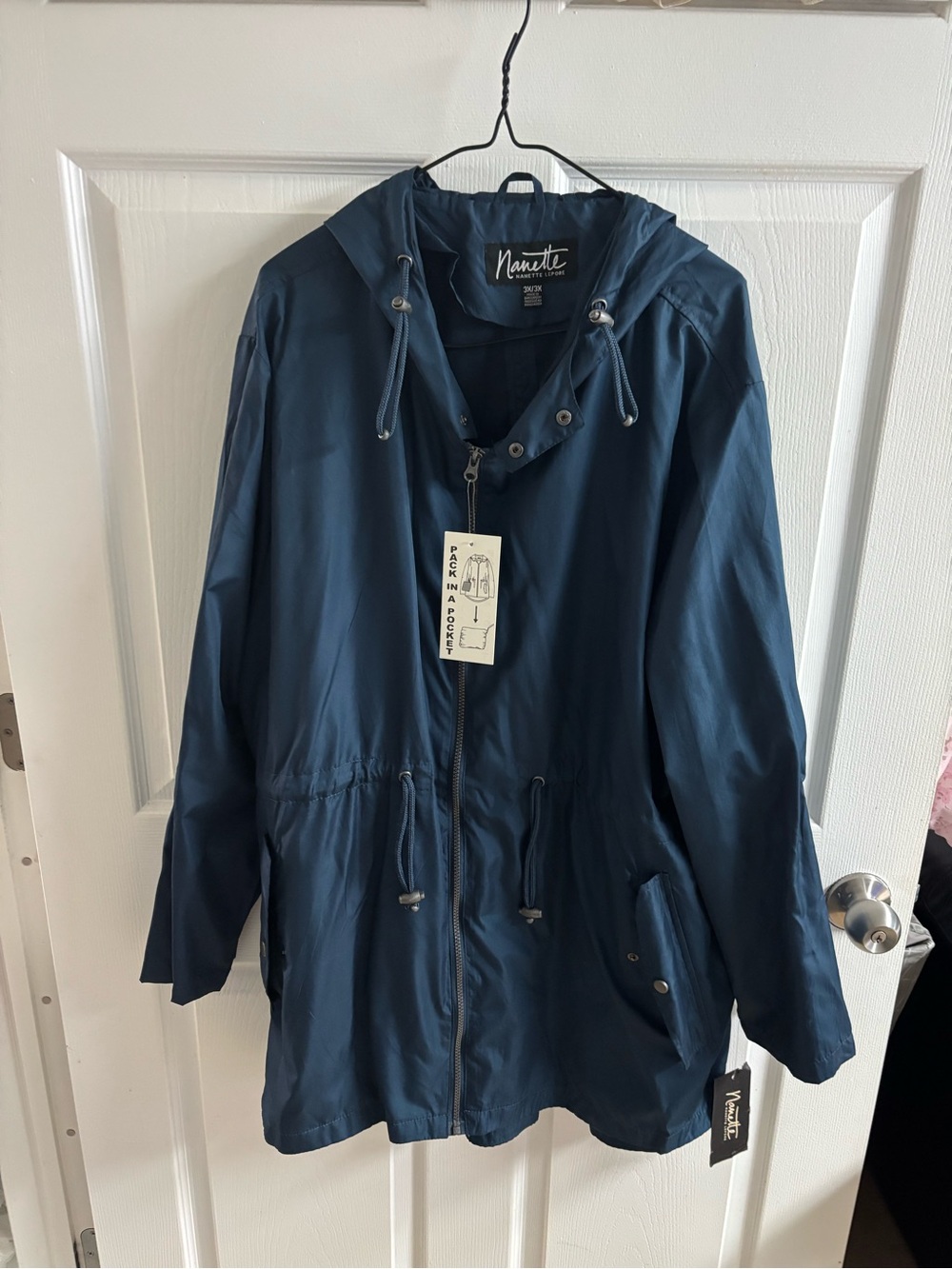 Nannette Dark Navy Hooded Utility Jacket